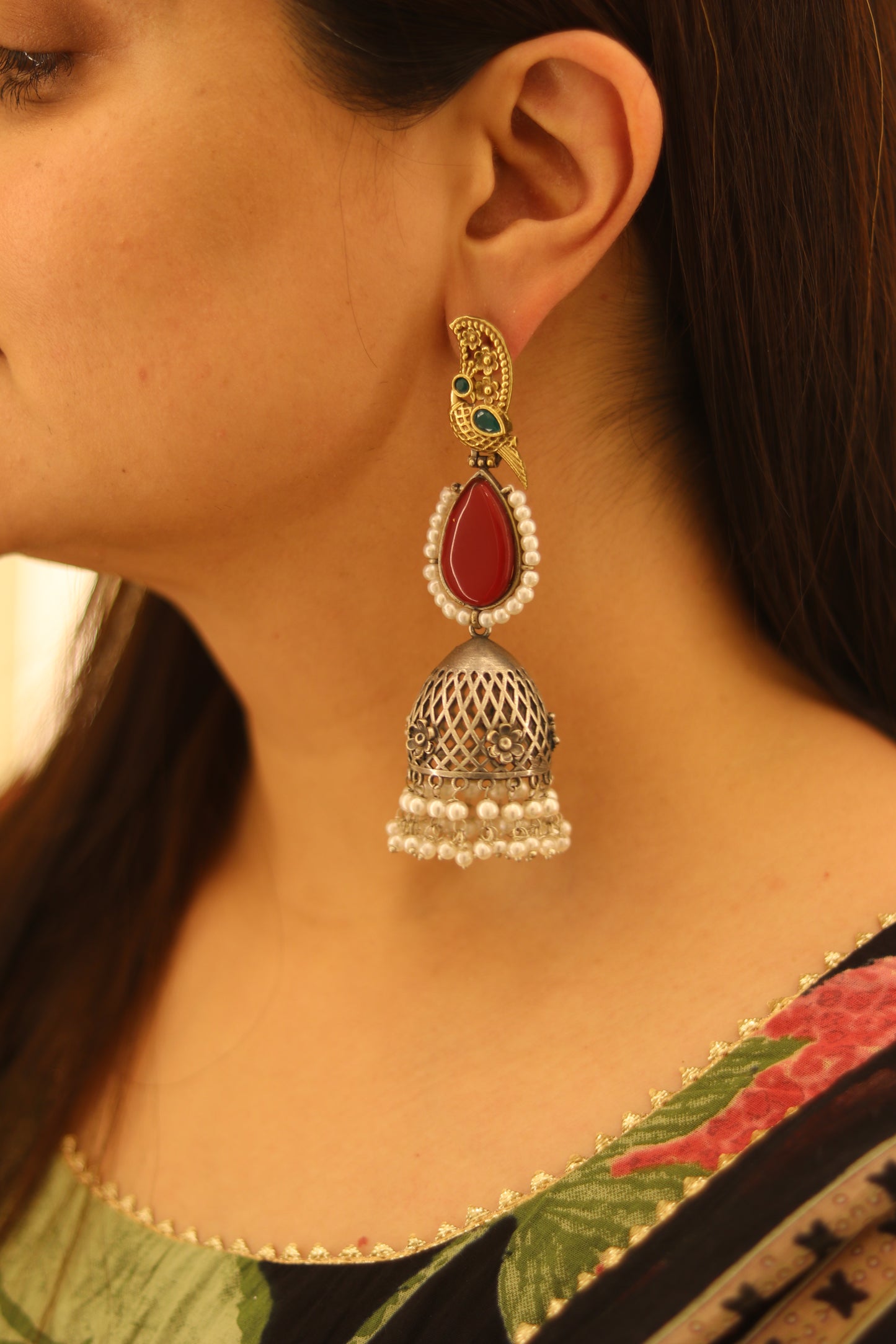 Birdsong Jhumka Red D54