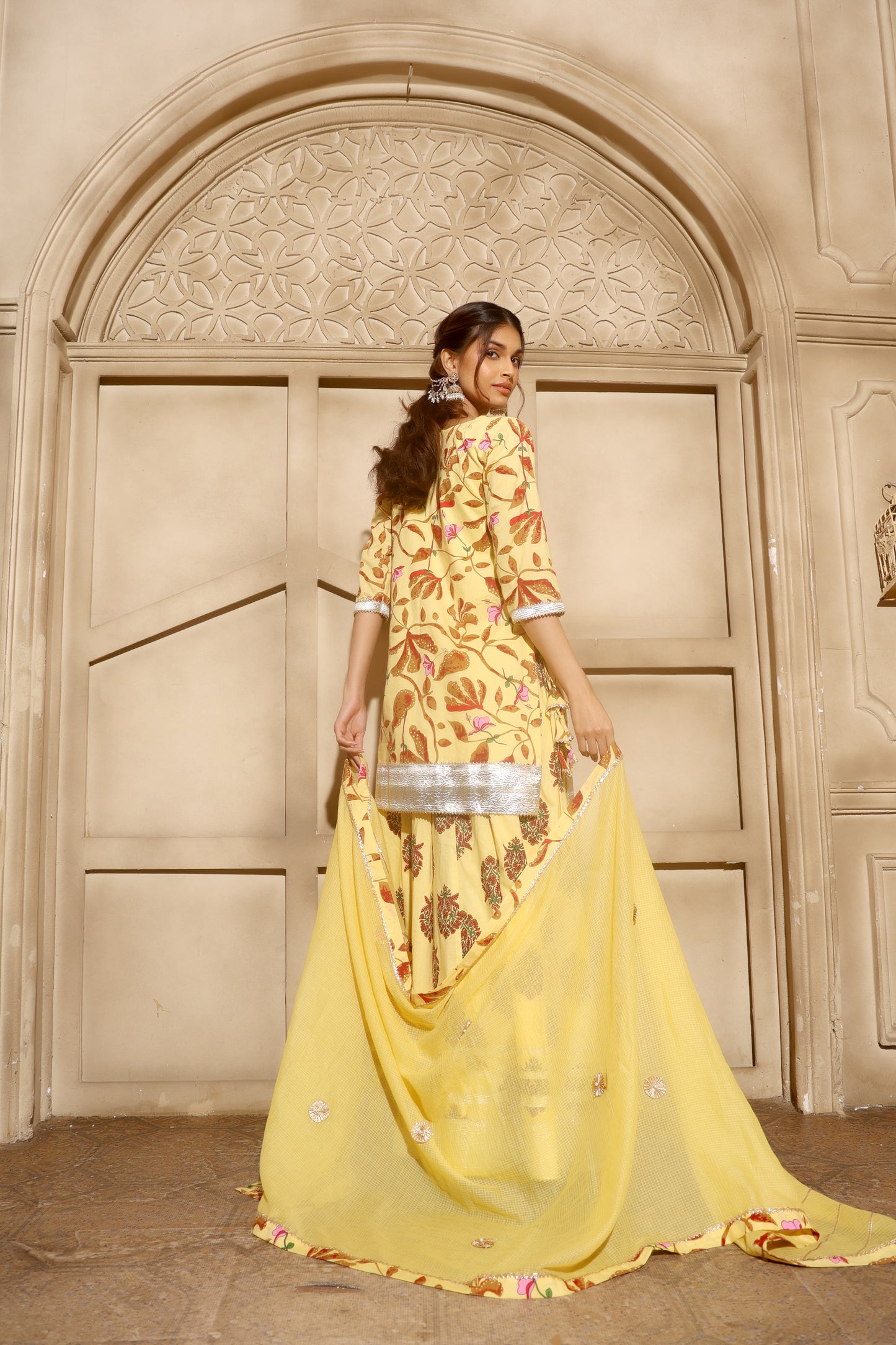 Gul Mehek Sharara Set Yellow
