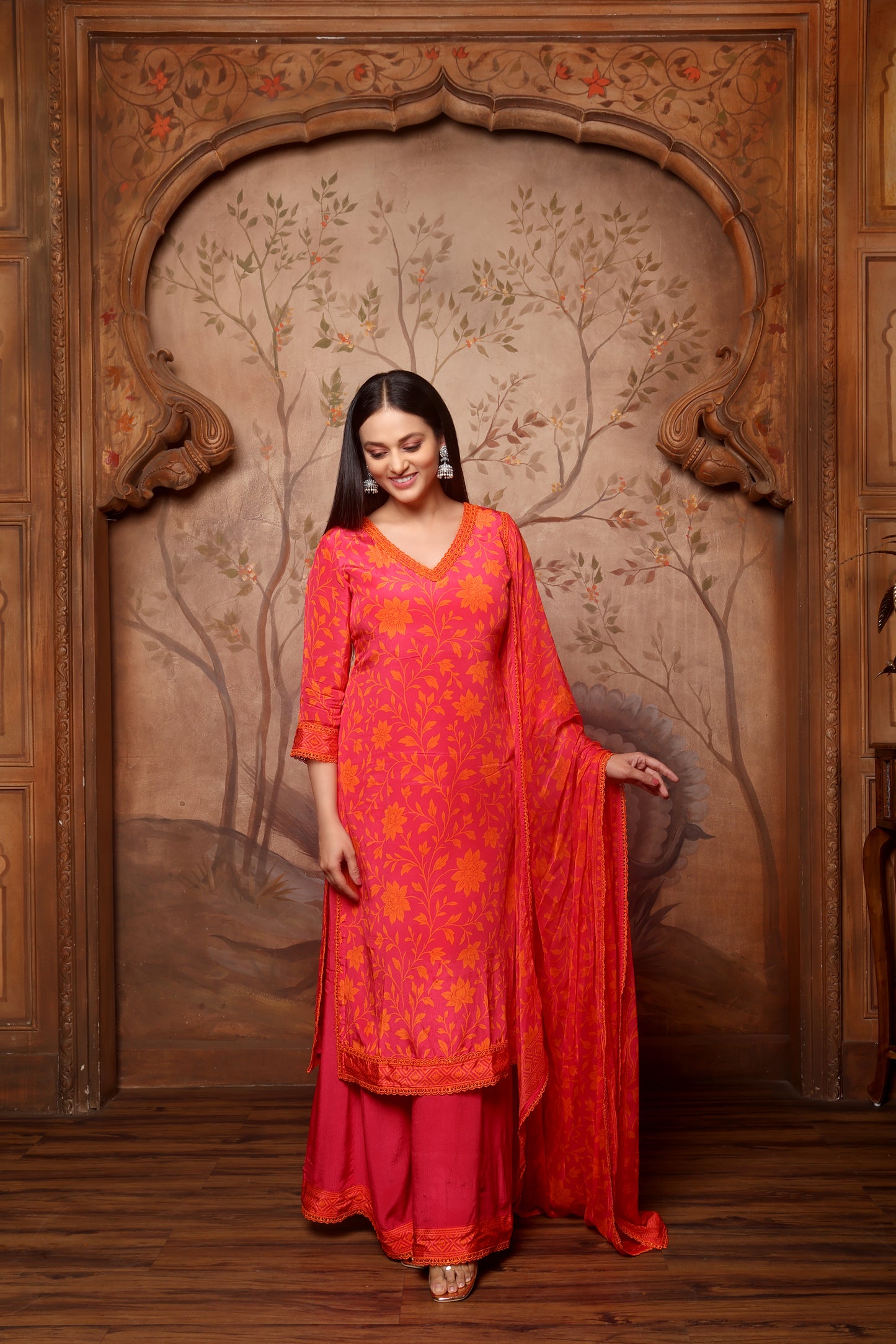 Scarlet Bloom Kurta Set