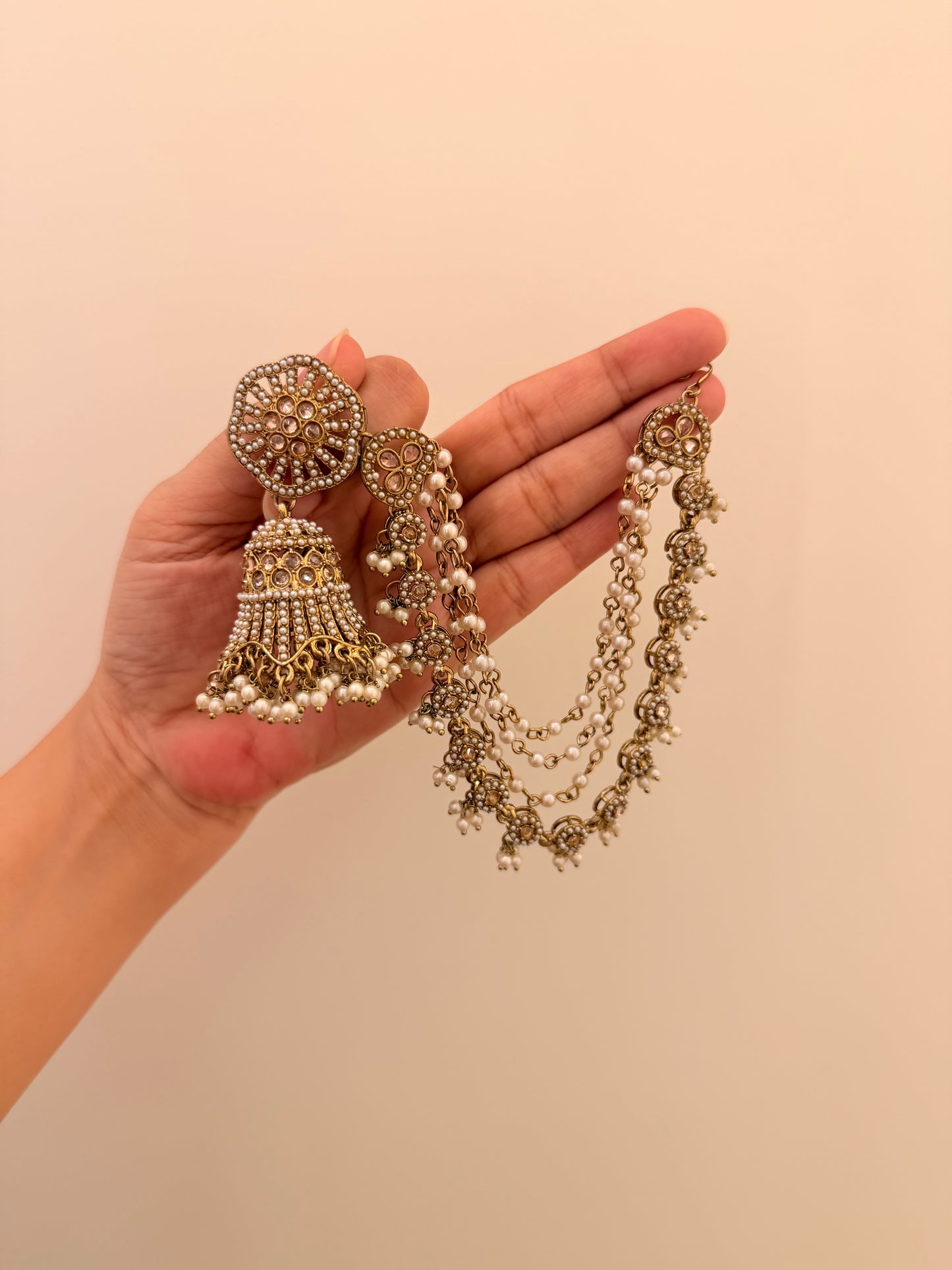 Nizaam Jhumka White Stones