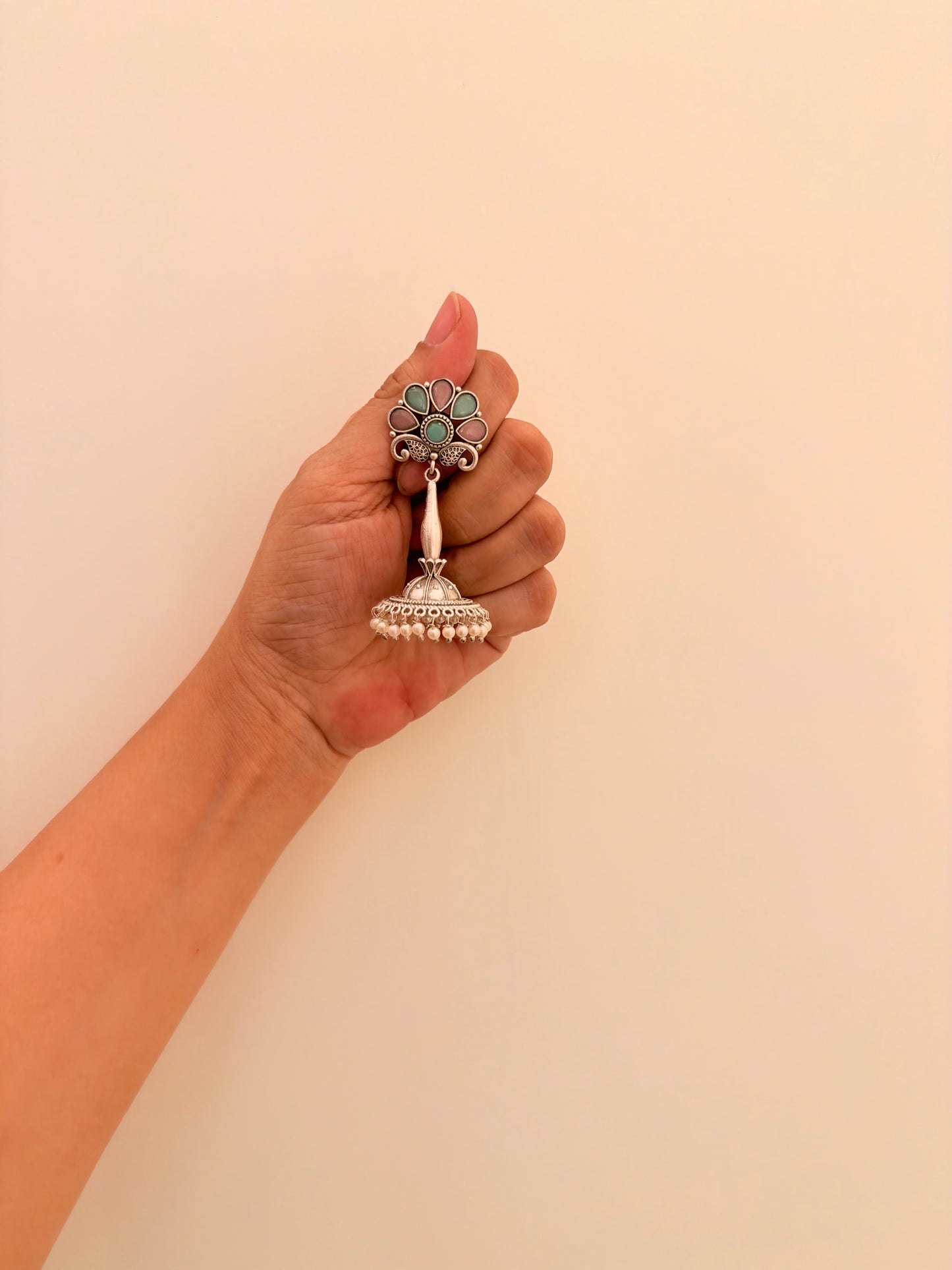 Rehza Jhumka Sea Blue & Pink