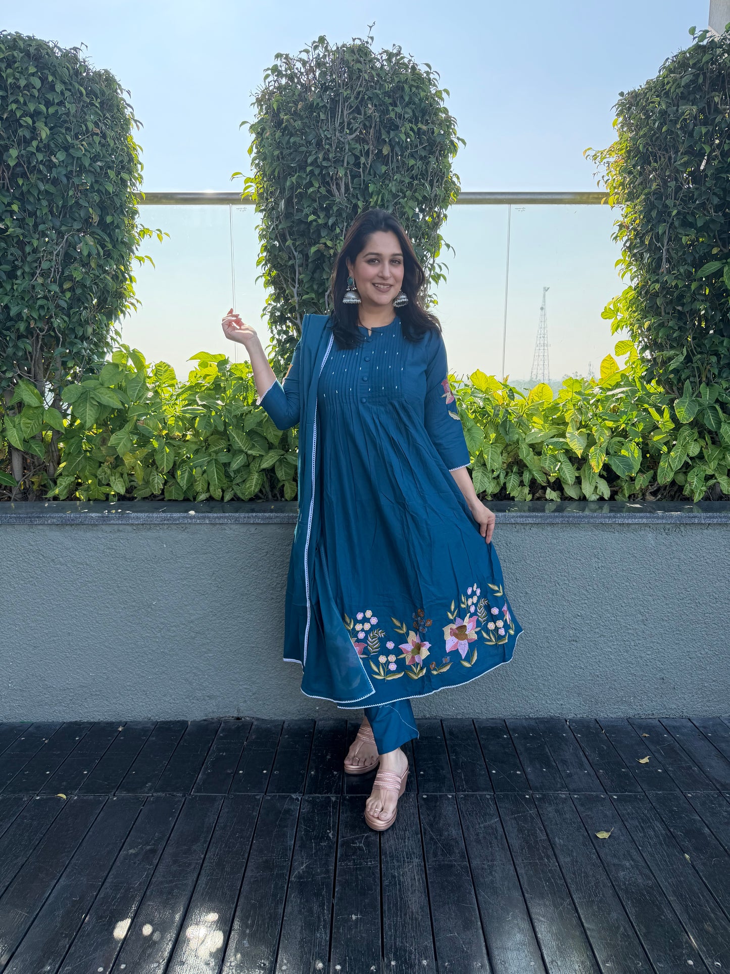 Fresh Bloom Kurta Set Blue