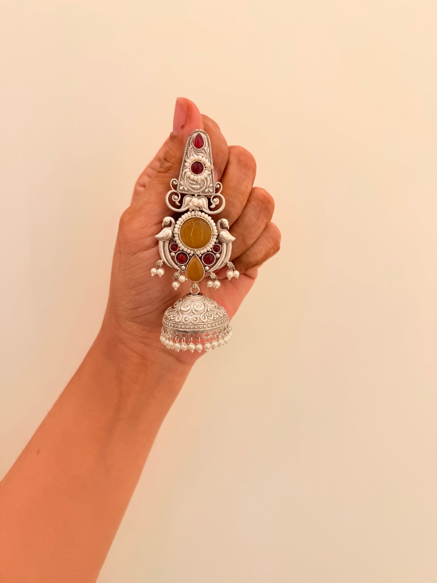 Mehrika Jhumka Yellow & Red D85