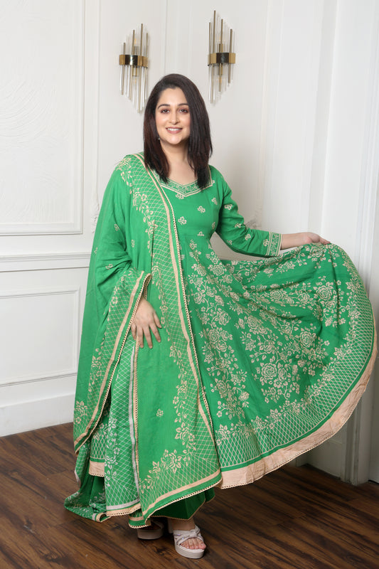 Sehrish Anarkali Set ( Green)