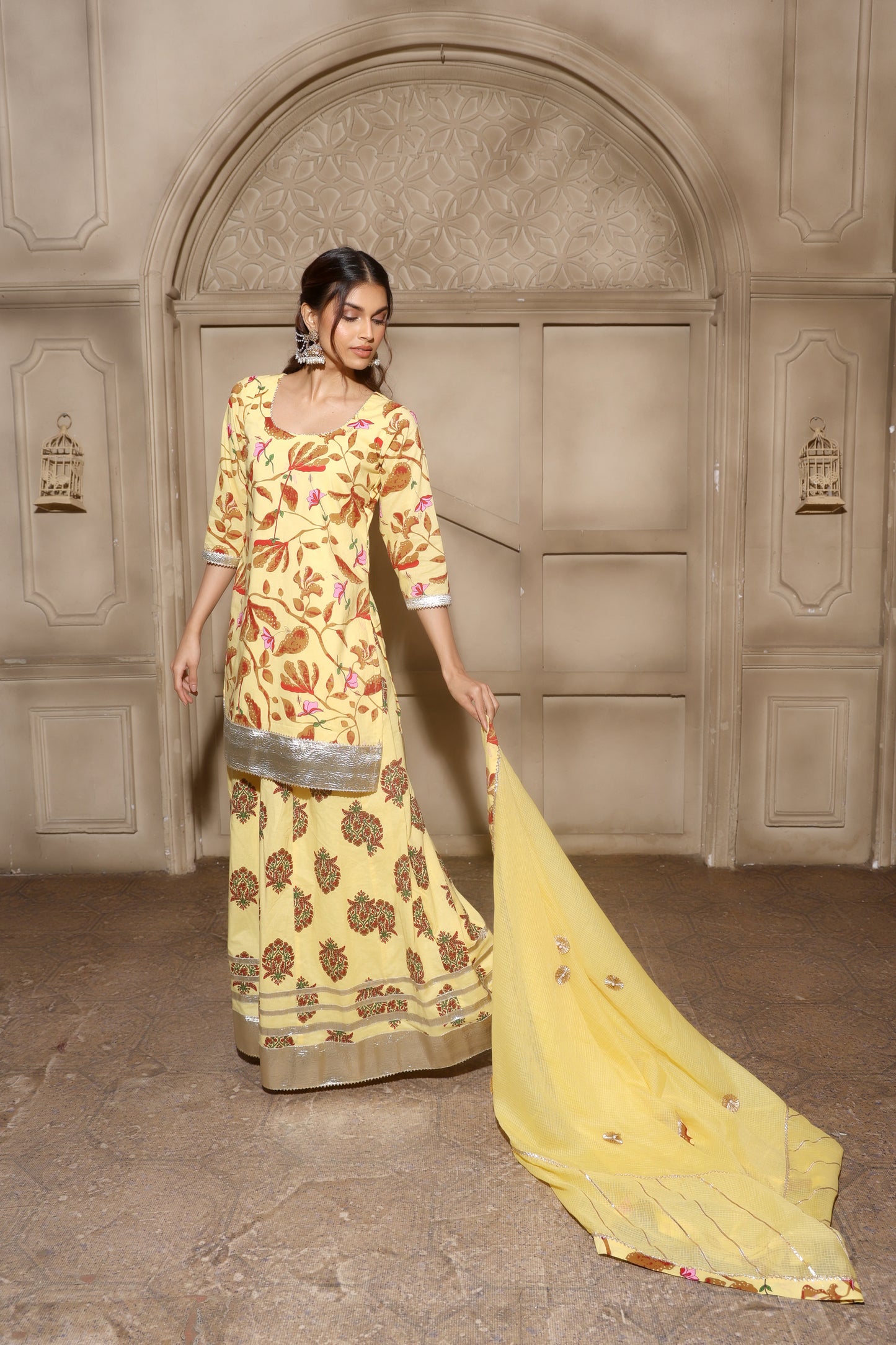 Gul Mehek Sharara Set Yellow