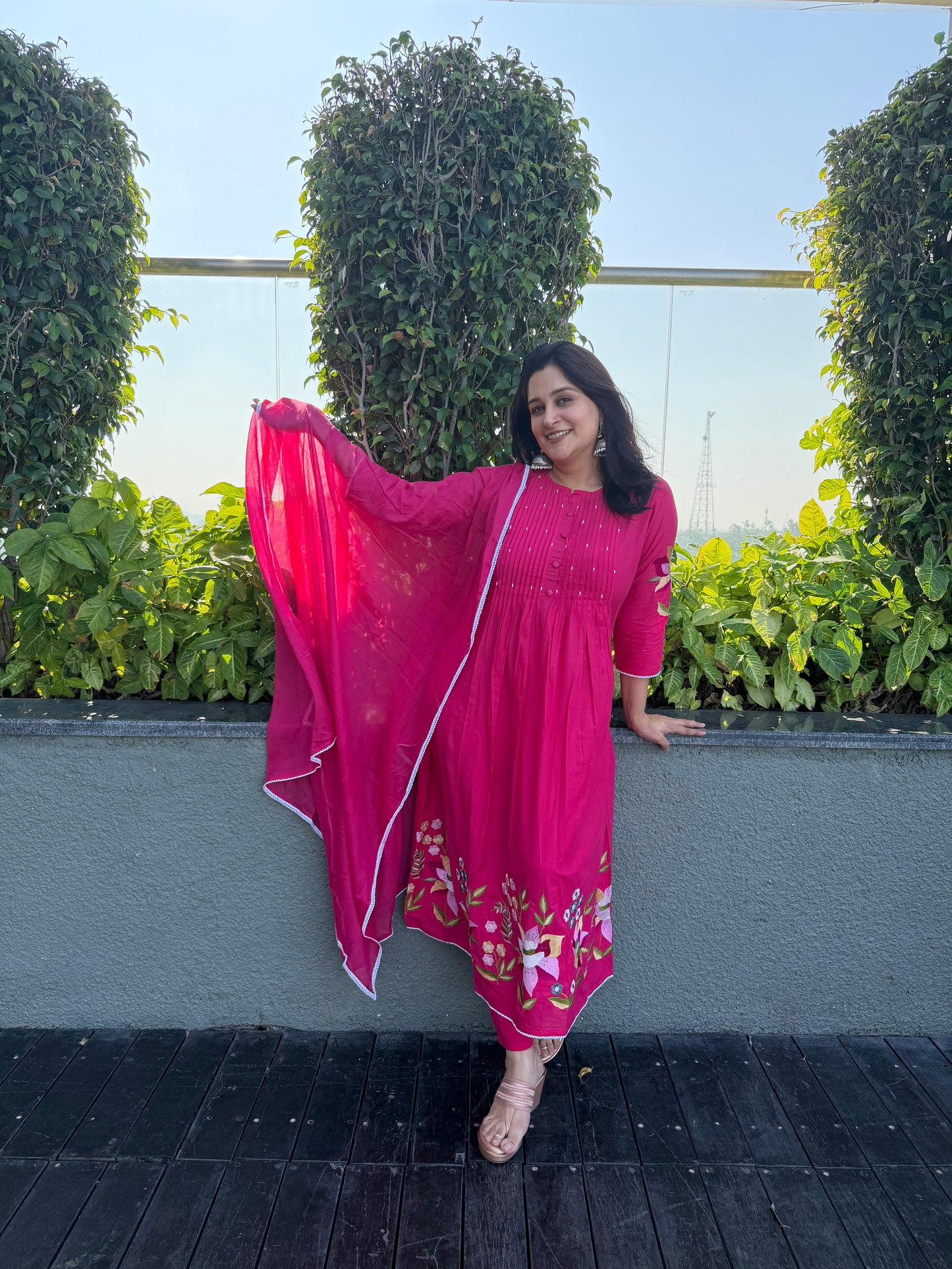 Fresh Bloom Kurta Set Pink