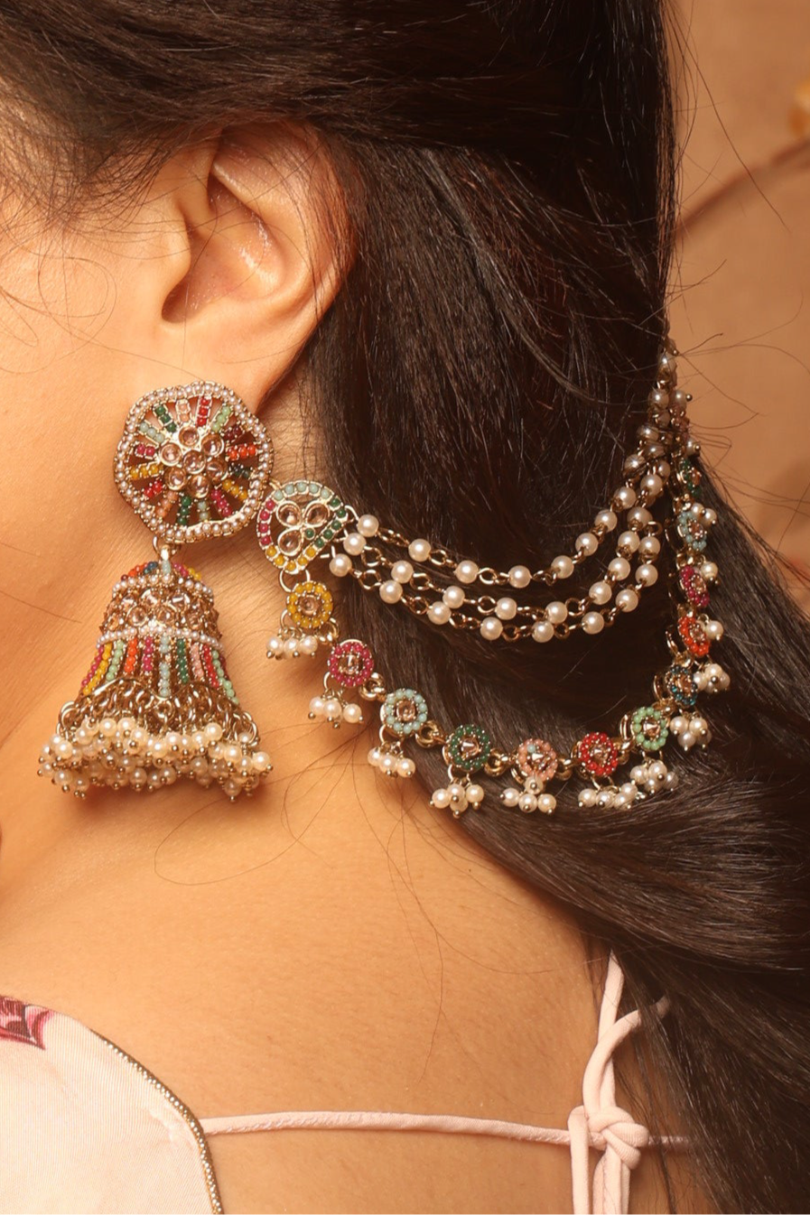 Nizaam Jhumka Multi Stone