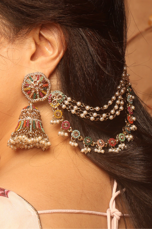 Nizaam Jhumka Multi Stone