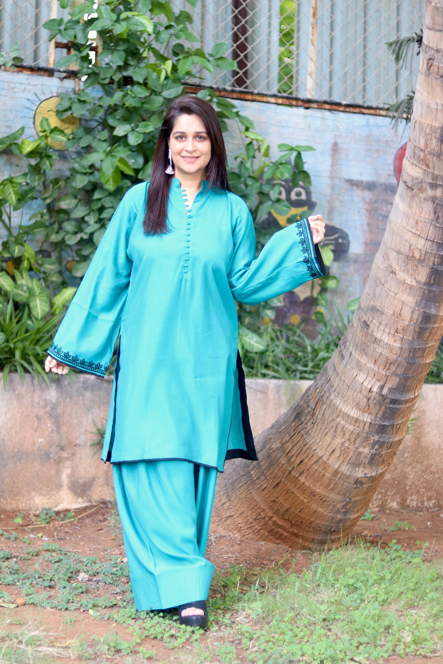 Classic Allure Turquoise Farshi Salwaar Kurta Set