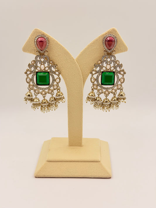 Vintage Noor dark green & pink d7