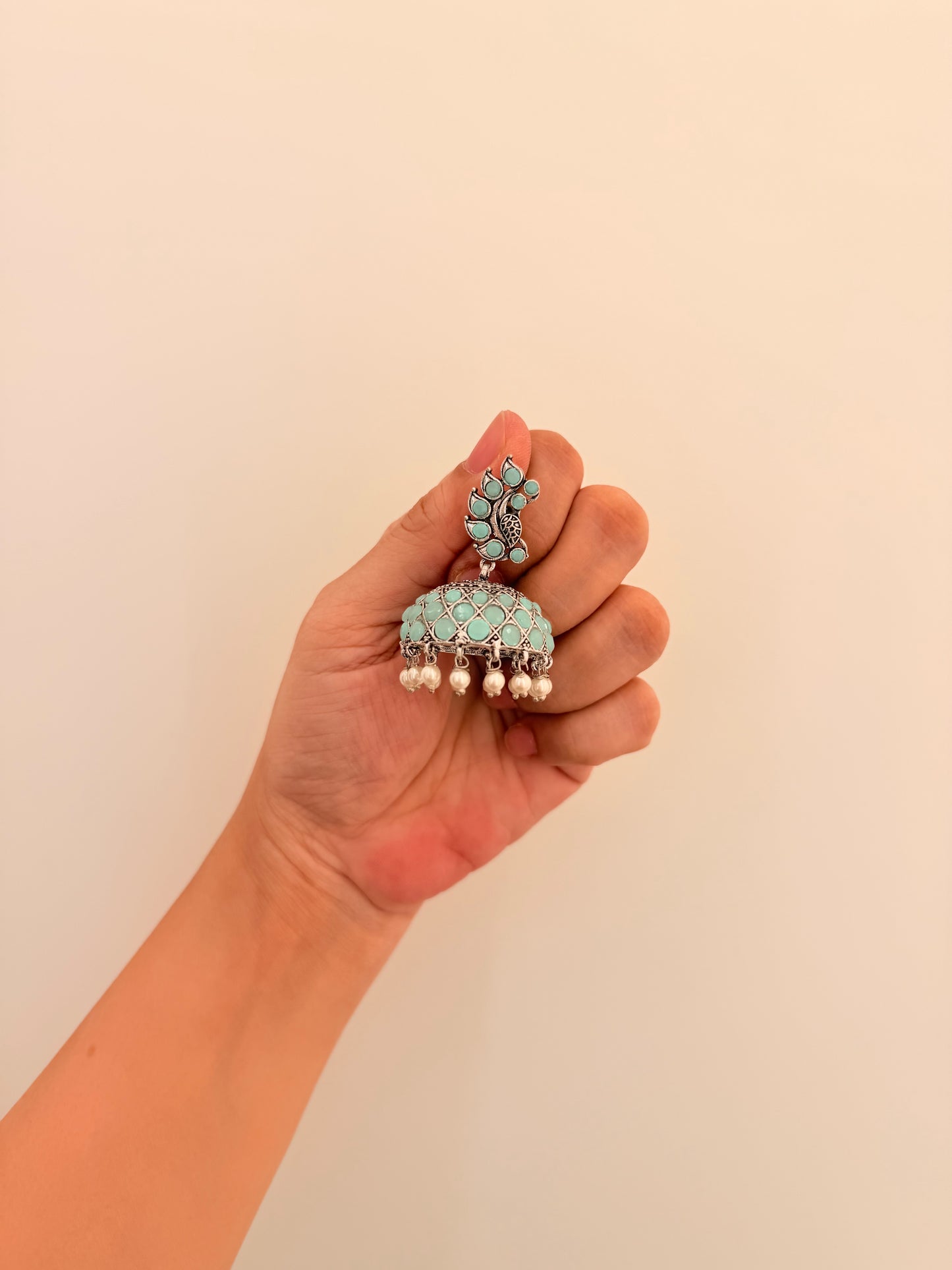 Kaiva Jhumka Sea Blue Stone