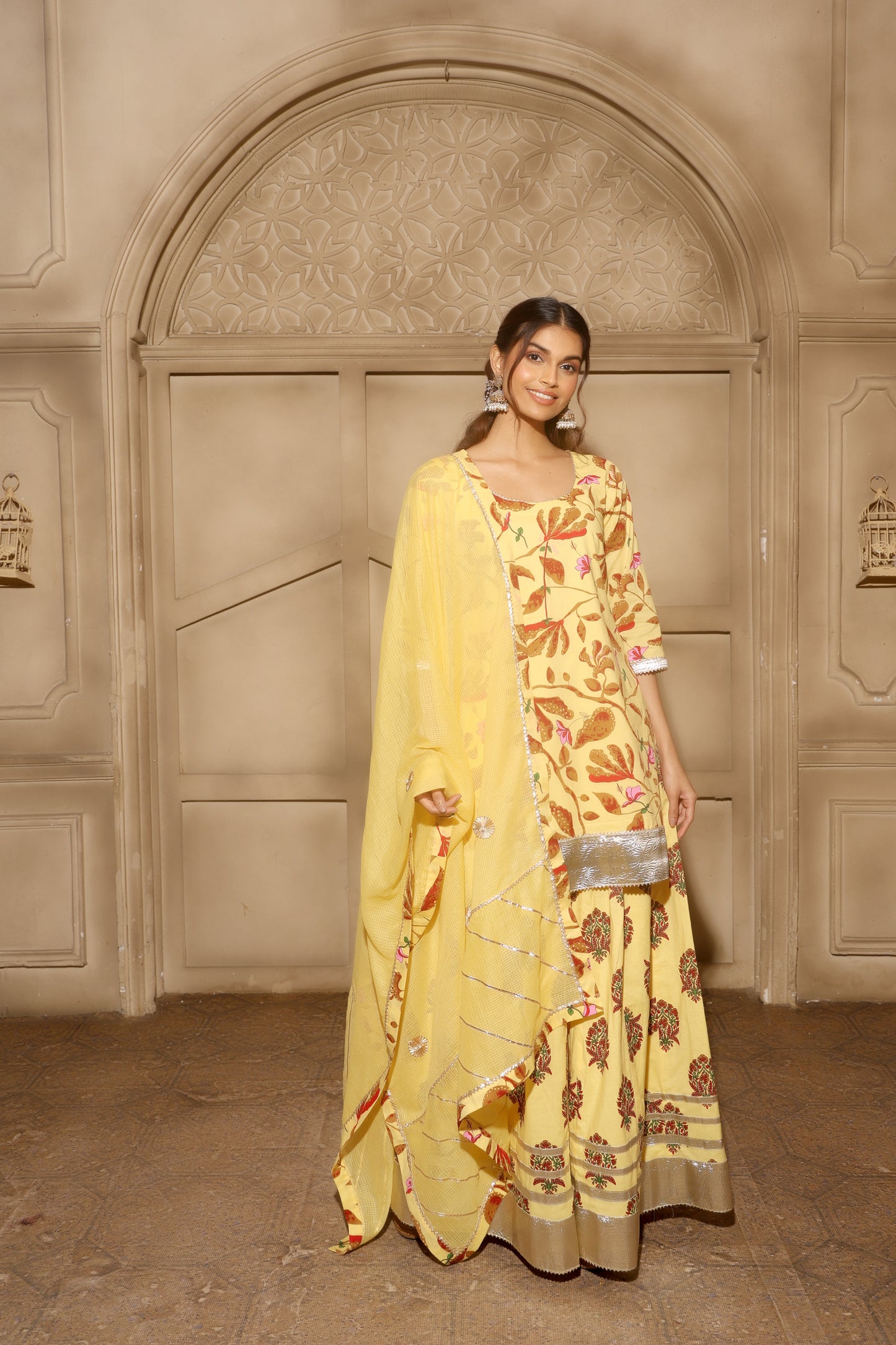 Gul Mehek Sharara Set Yellow