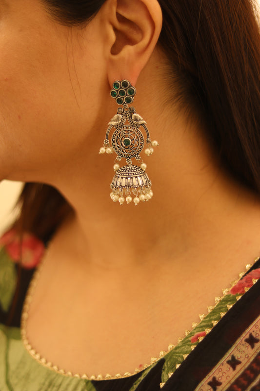Mehrun Jhumka Dark Green D70