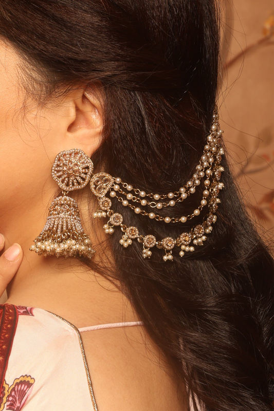 Nizaam Jhumka White Stones
