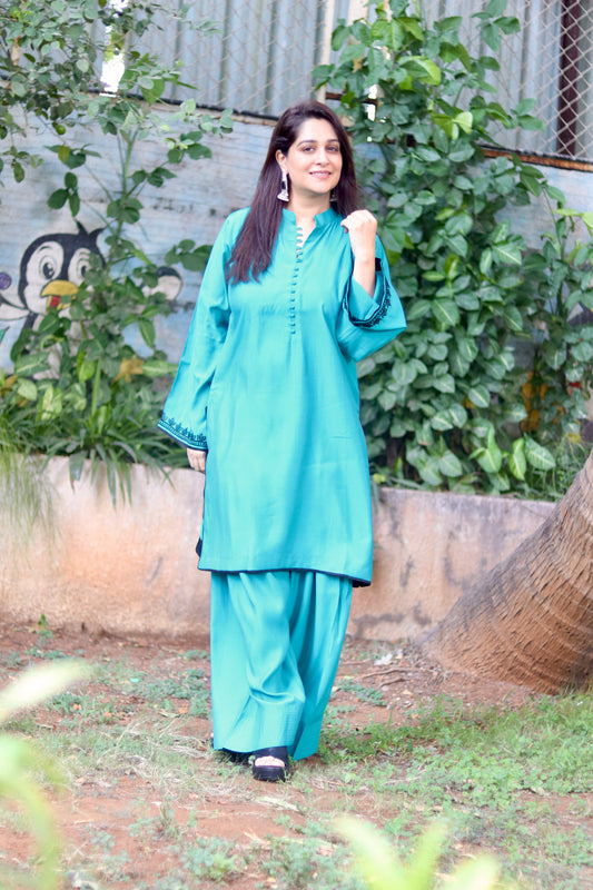Classic Allure Turquoise Farshi Salwaar Kurta Set