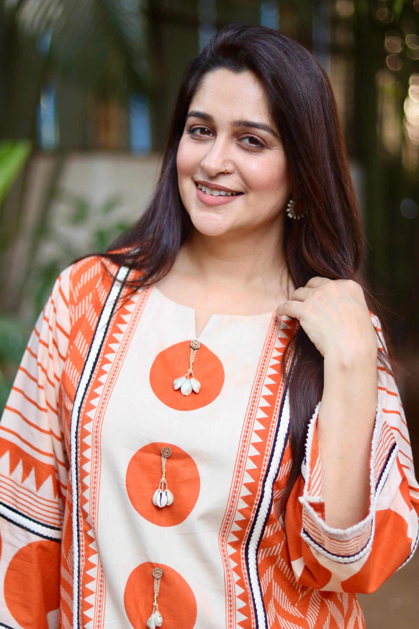 Orange cream Farshi short kurta
