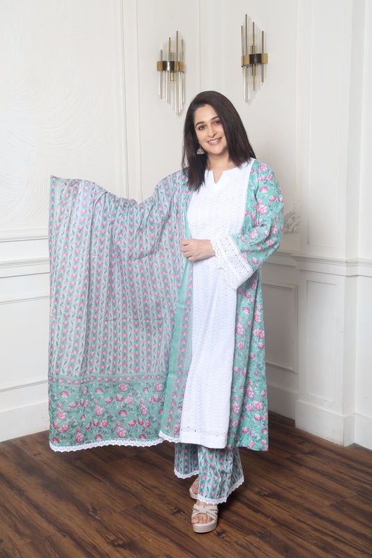 Mint Blossom Kurta Set