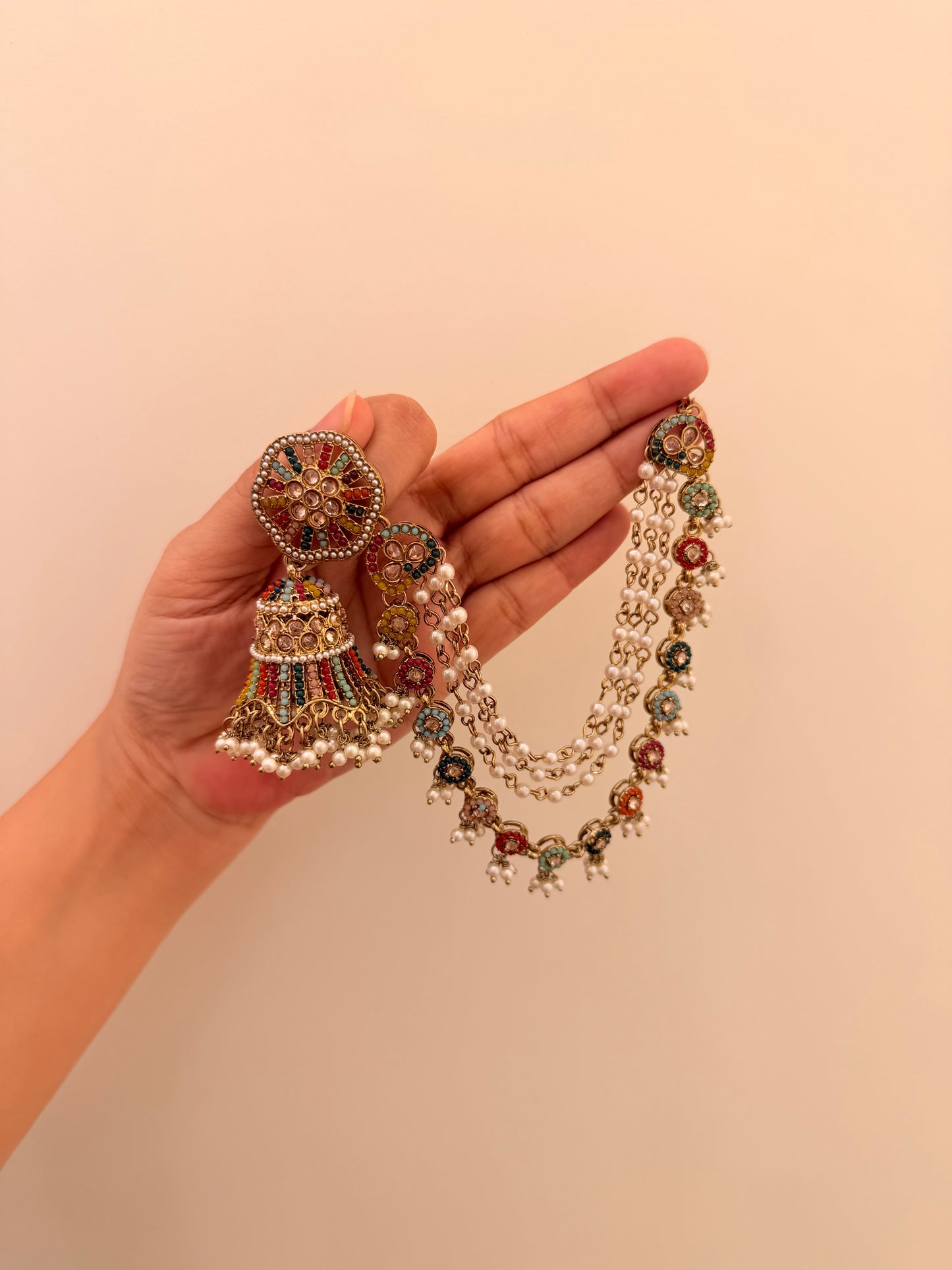 Nizaam Jhumka Multi Stone