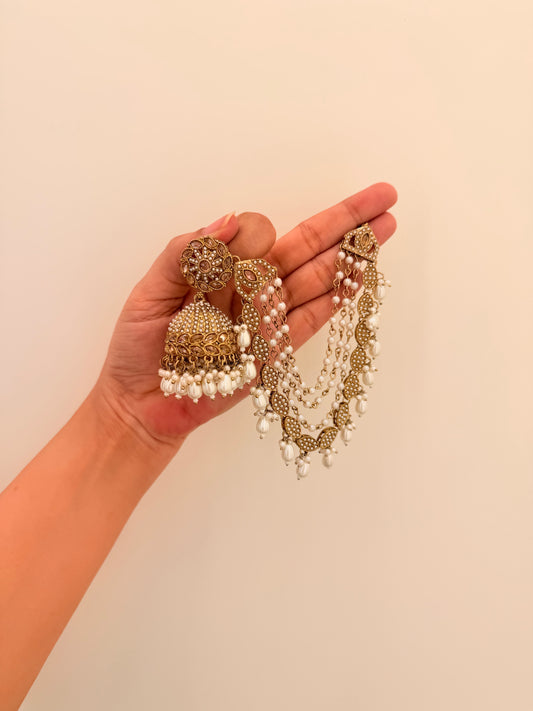 Nazneen Jhumka Golden Stone