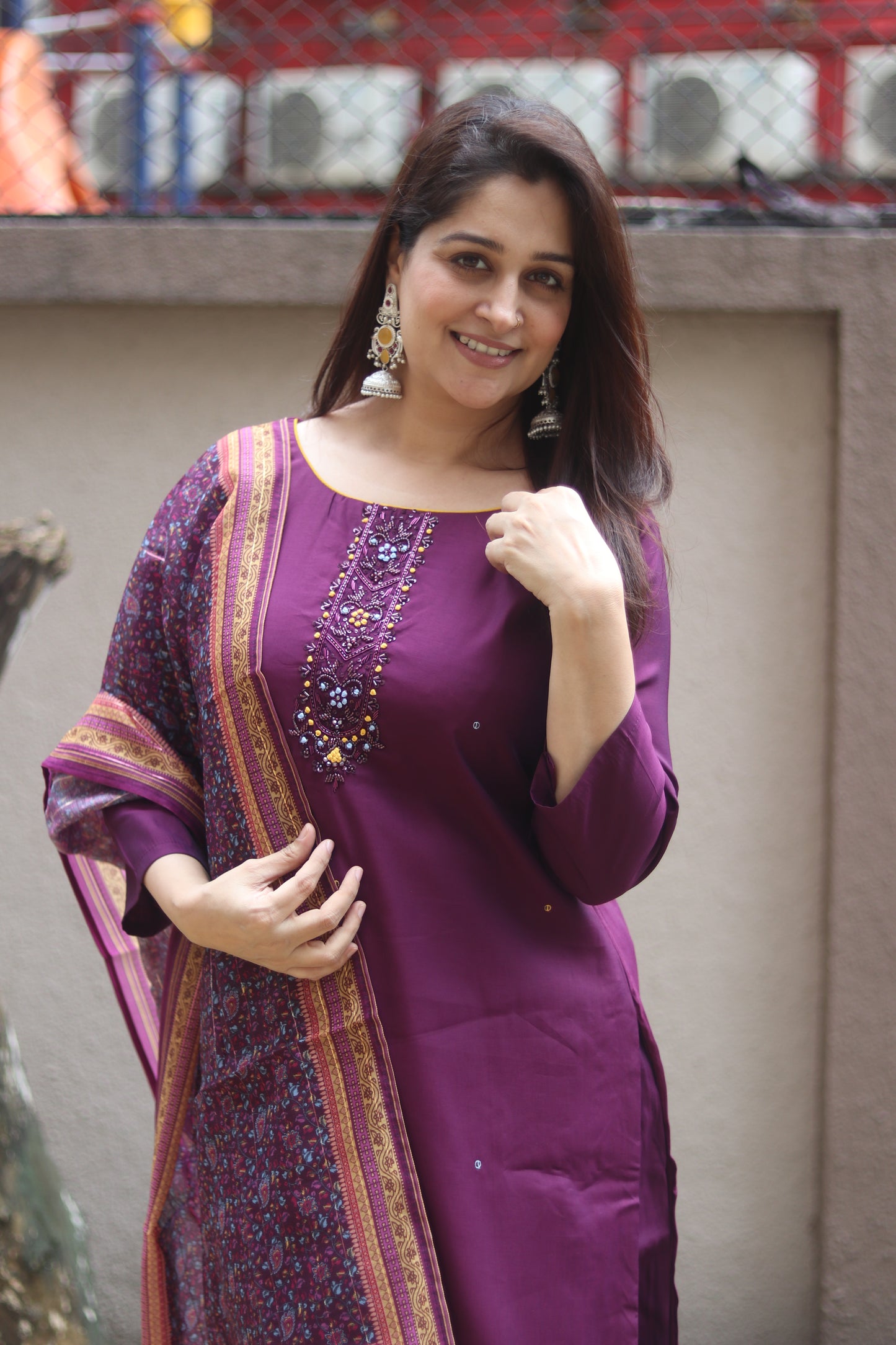 Royal Grace Wine Kurta Set