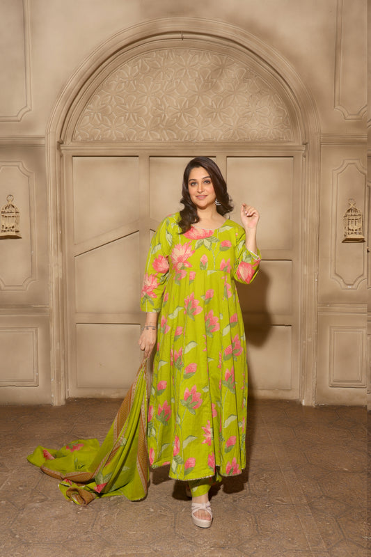 Florenza Grace Anarkali Set Green