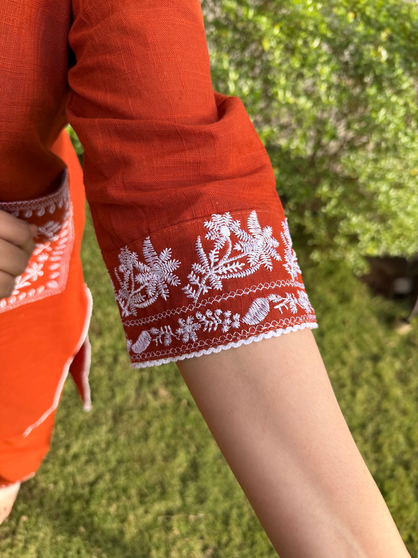 Neyra Classic Kurta Set Rust Orange