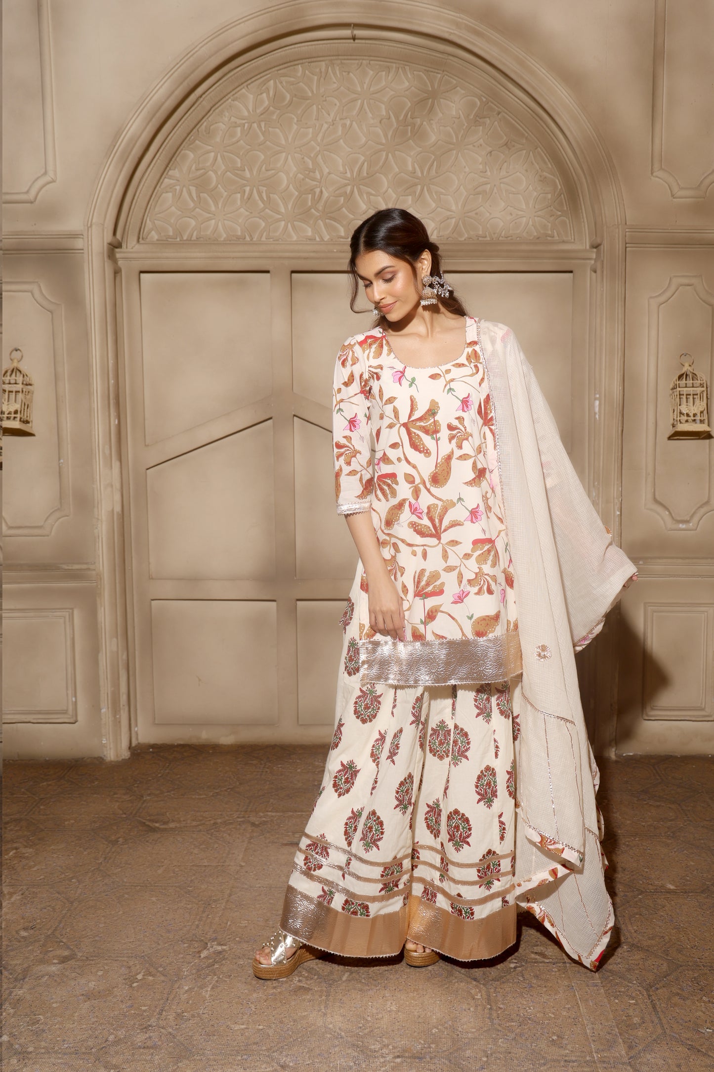 Gul Mehek Sharara Set Off-White