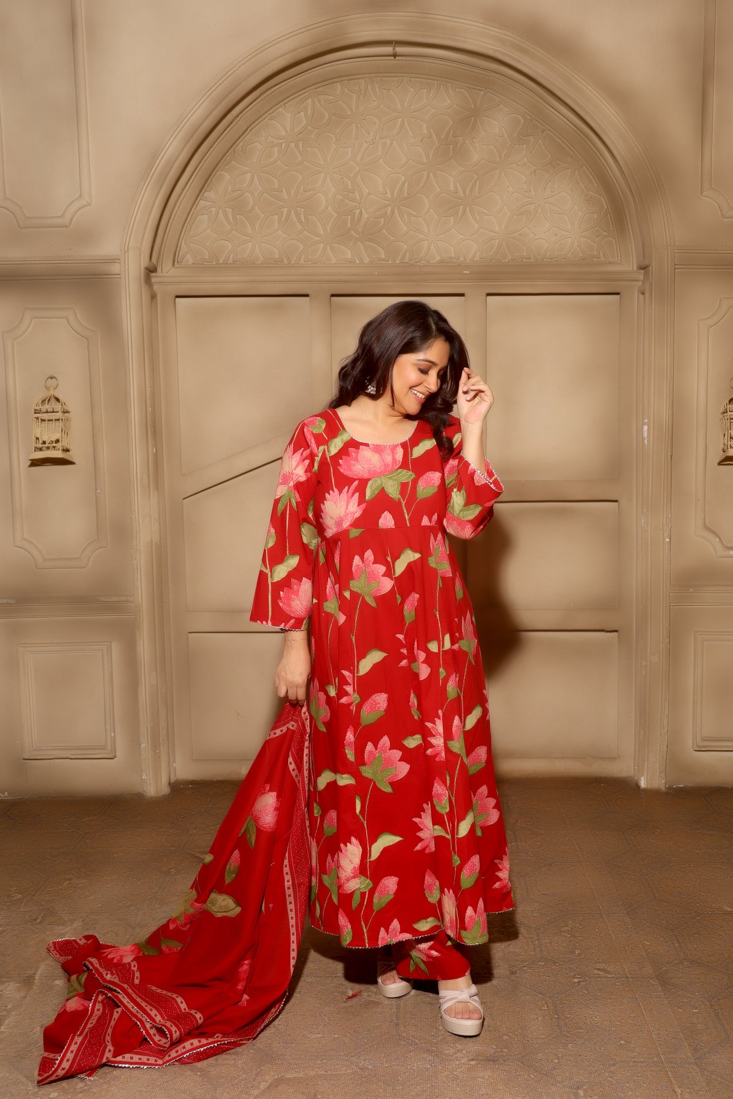 Florenza Grace Anarkali Set Red