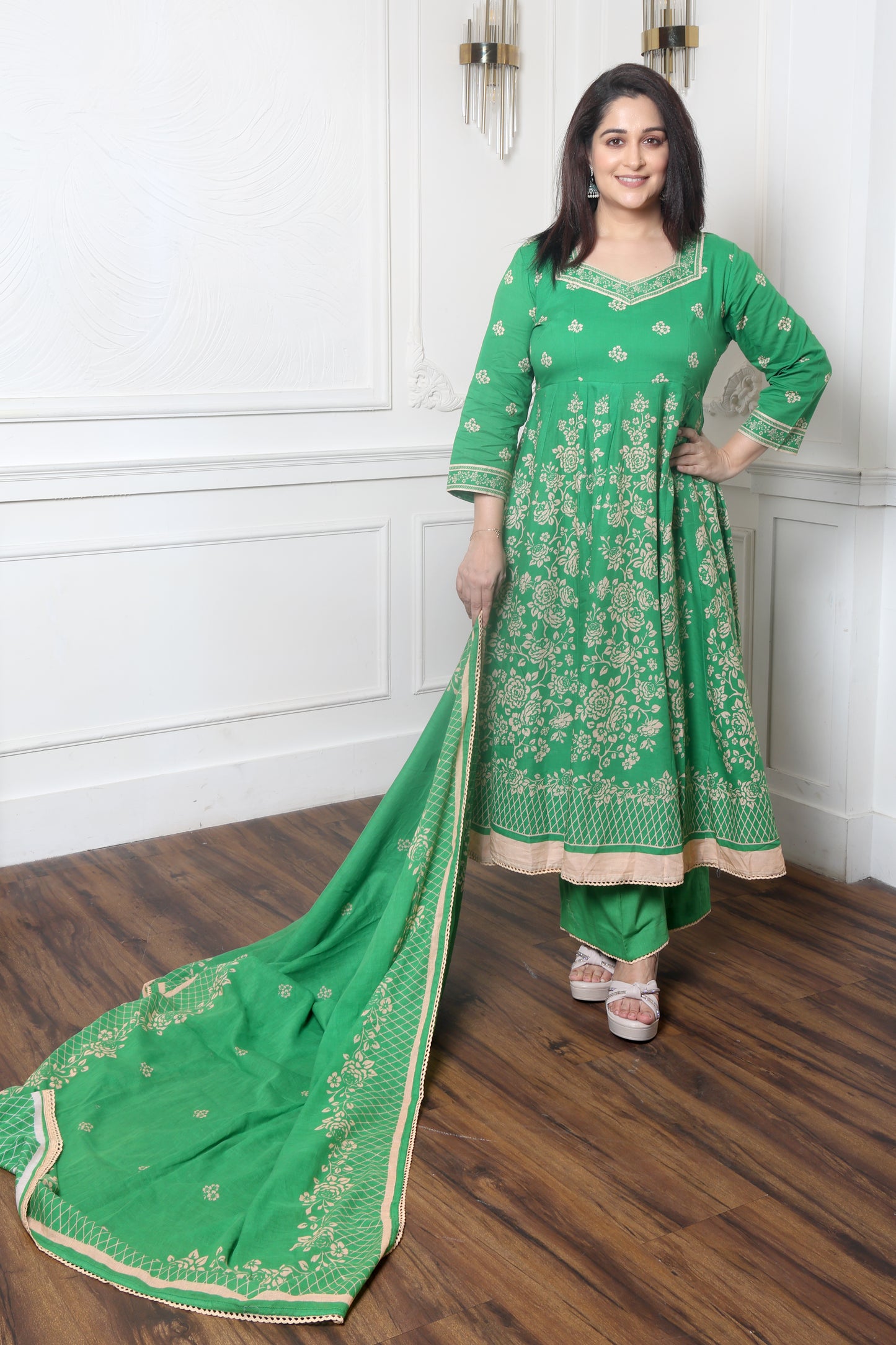 Sehrish Anarkali Set ( Green)