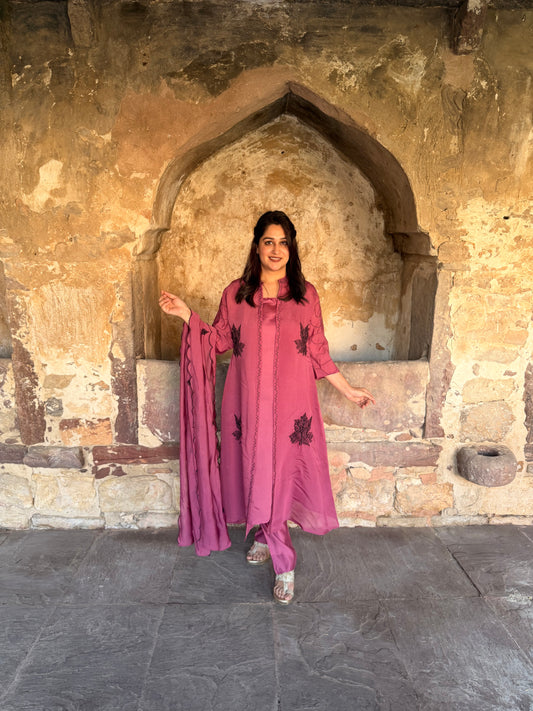 Earthy Grace Kurta Set Plum