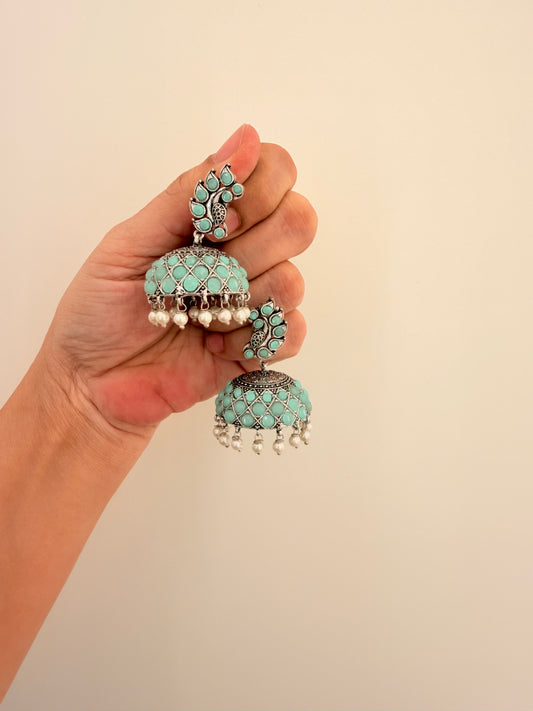 Kaiva Jhumka Sea Blue Stone