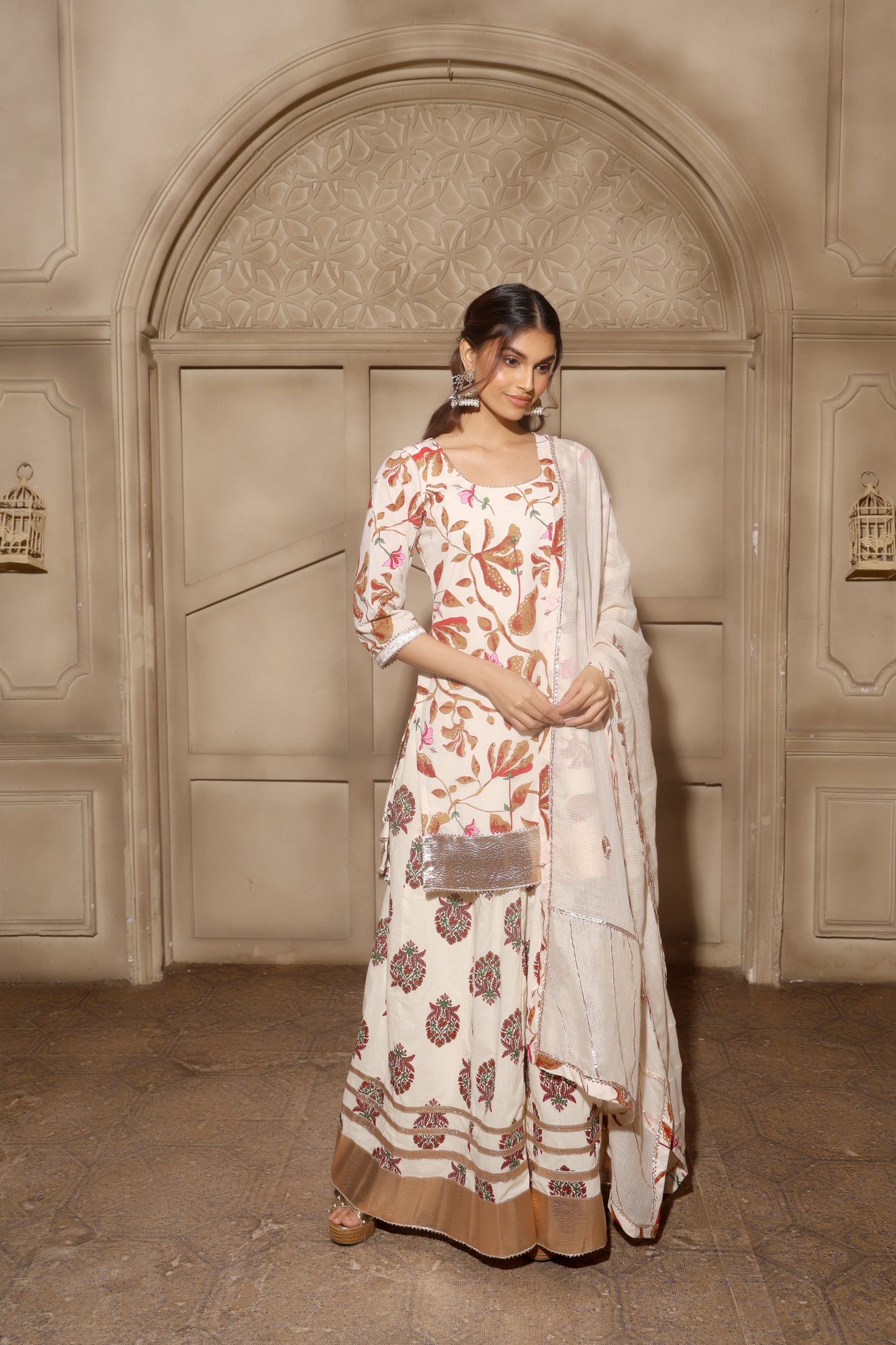 Gul Mehek Sharara Set Off-White