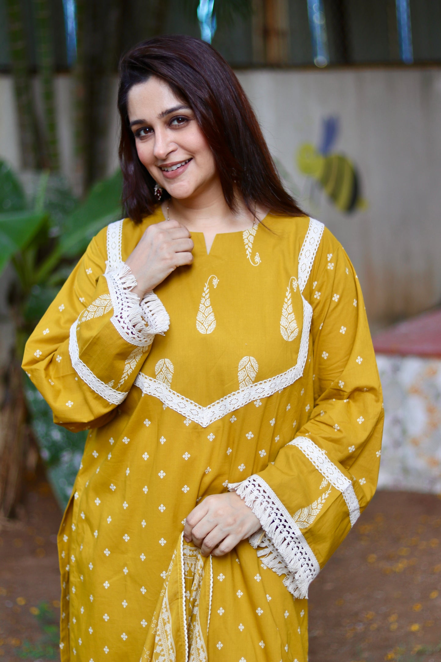 Boho Aura Farshi Salwaar Set - Mustard Yellow