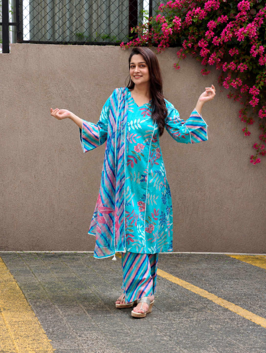 Bloomora Kurta Set - Blue