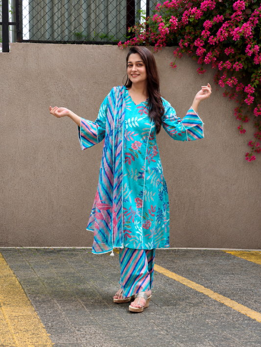 Bloomora Kurta Set - Blue