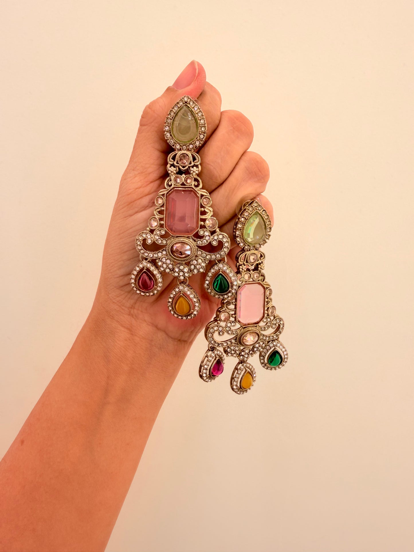 Naqsh Danglers D131 Pink Multi