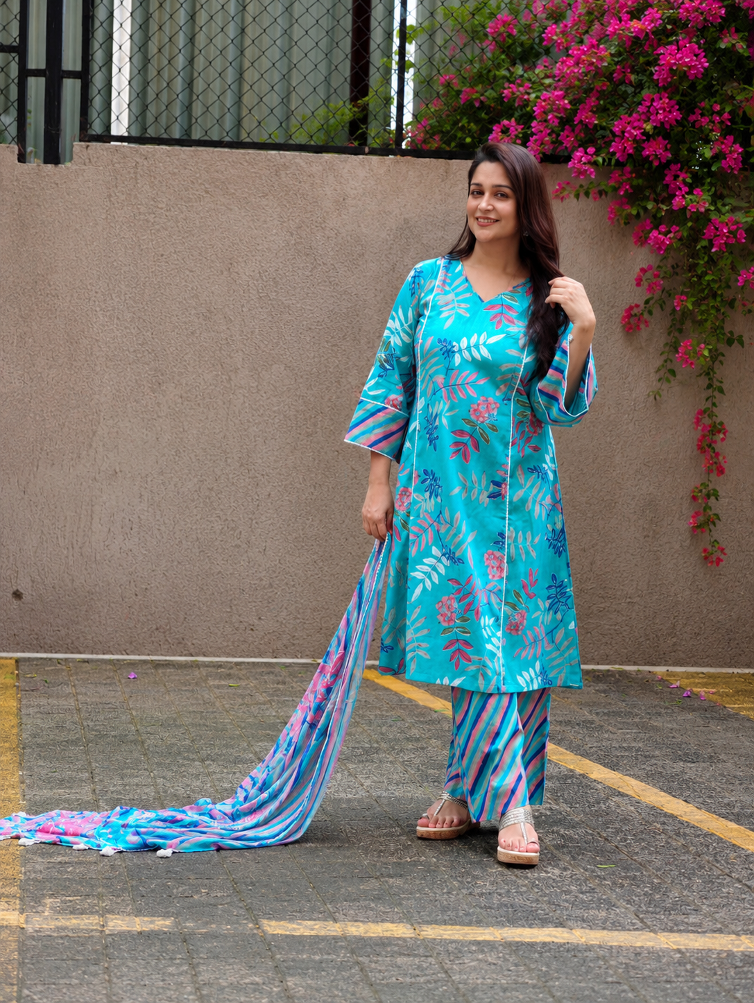 Bloomora Kurta Set - Blue