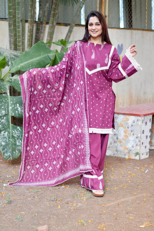 Boho Aura Farshi Salwaar- Wine Purple