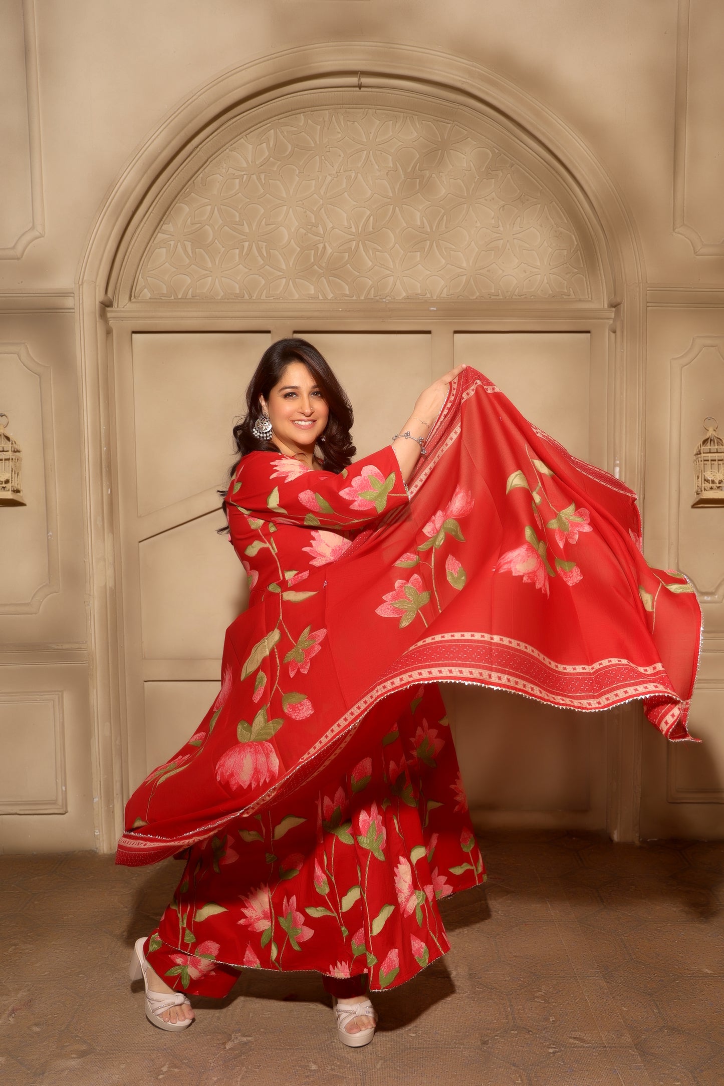 Florenza Grace Anarkali Set Red