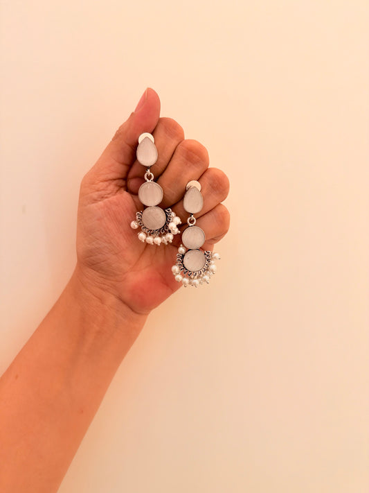 Mala Drops White Stone