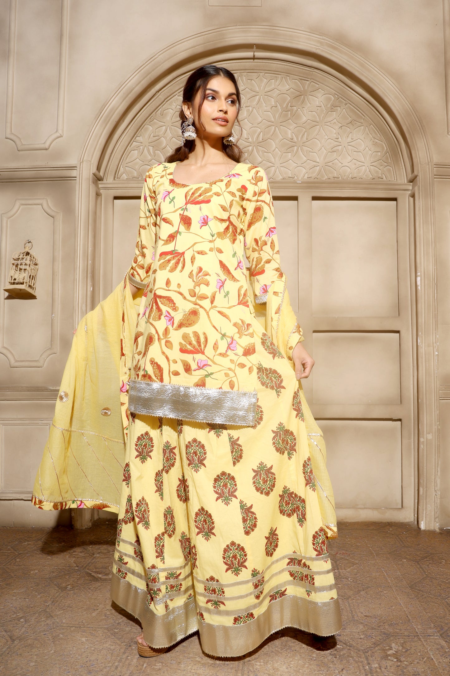 Gul Mehek Sharara Set Yellow