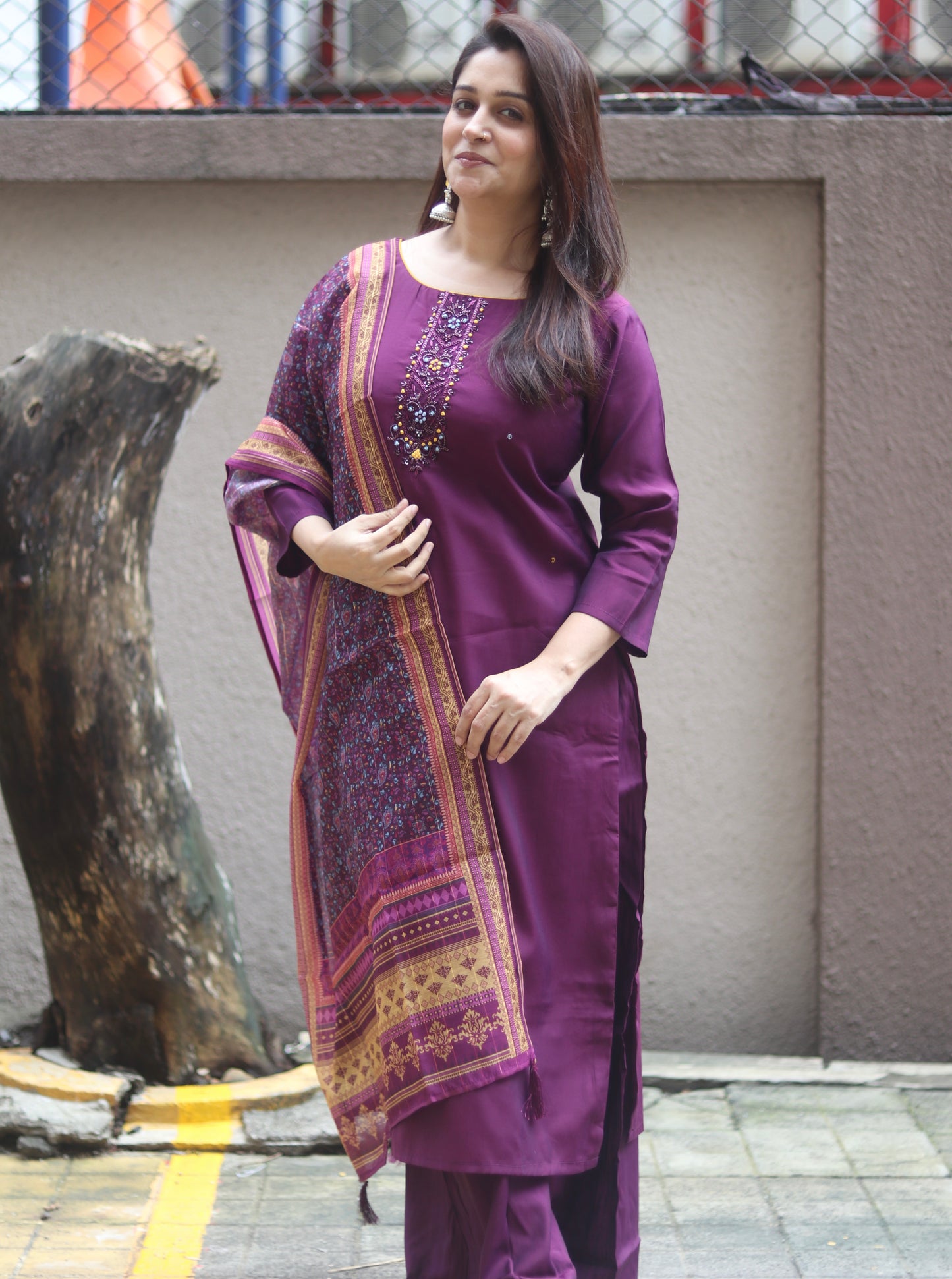 Royal Grace Wine Kurta Set
