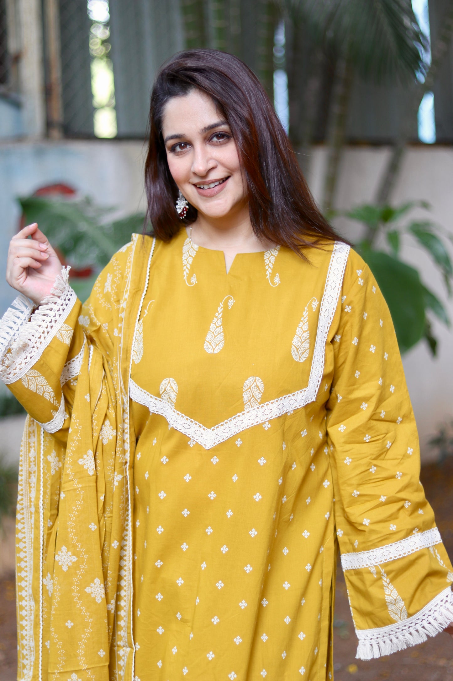 Boho Aura Farshi Salwaar Set - Mustard Yellow