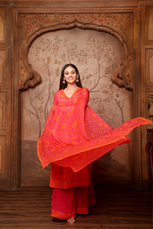 Scarlet Bloom Kurta Set