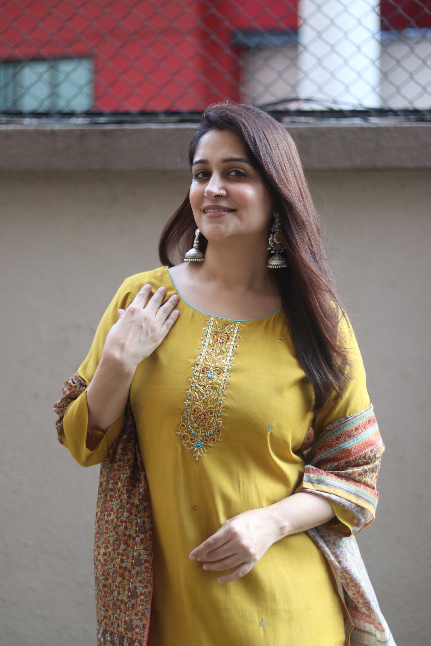 Royal Grace Mustard Kurta Set