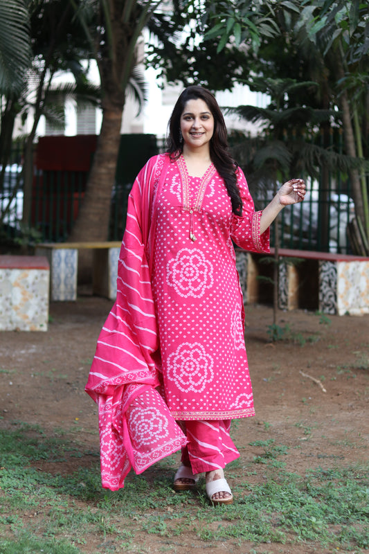 Bandhani Vibe- Hot Pink