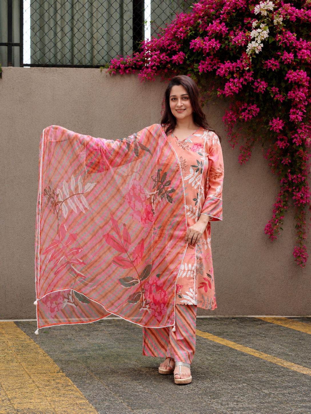 Bloomora Kurta Set - Peach