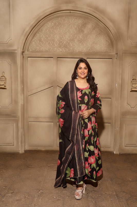 Florenza Grace Anarkali Set Black