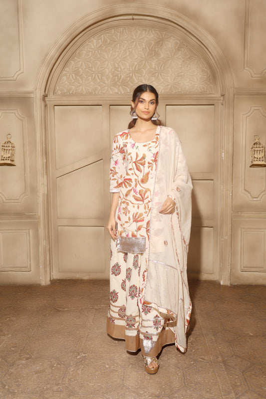 Gul Mehek Sharara Set Off-White