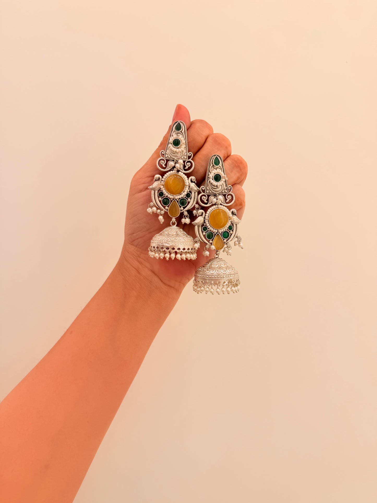 Mehrika Jhumka yellow & Green D85